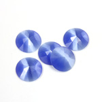 Fiber-Optic Flat Back Cabochon - Rauten Rose Round 11MM CAT'S EYE LT BLUE