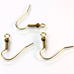 Brass Earwire - Fish Hook with Bead and Coil