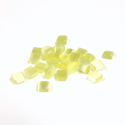 Fiber-Optic Flat Back Buff Top Straight Side Stone - Square 04x4MM CAT'S EYE YELLOW