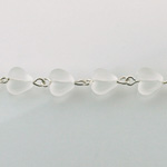 Linked Bead Chain Rosary Style with Glass Pressed Bead - Heart 8MM MATTE CRYSTAL/SILVER