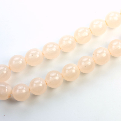 Czech Pressed Glass Bead - Smooth Round 08MM COATED ROSE QUARTZ