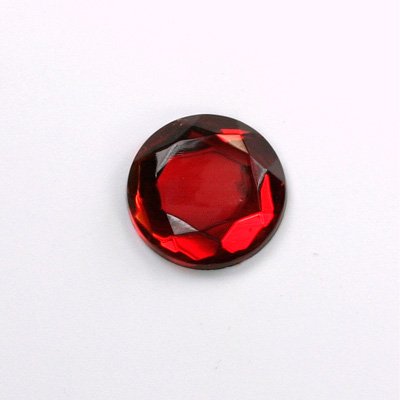 Glass Flat Back Rose Cut Fancy Foiled Stone - Round 15MM RUBY