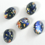 Glass Medium Dome Lampwork Cabochon - Oval 14x10MM BLACK OPAL (00374)