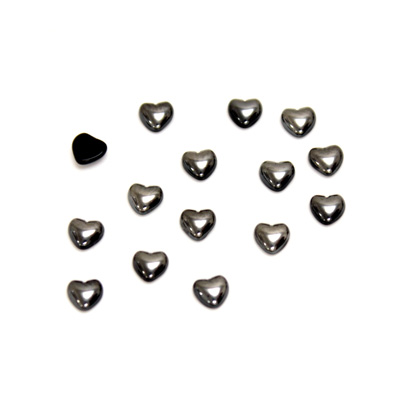 Glass Medium Dome Cabochon - Heart 04x4MM Metallic Coated HEMATITE