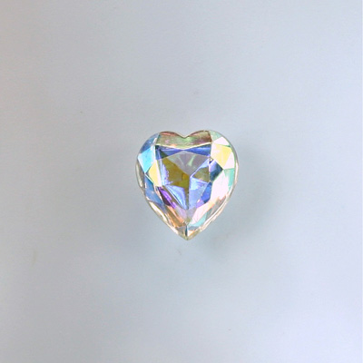 Glass Point Back Foiled Tin Table Cut (TTC) Stone - Heart 09x8MM CRYSTAL AB