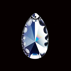 Asfour Crystal Chandelier Parts - Pendalogue Pendant - Clear Fluted Teardrop, scalloped edges 29x50mm (2 Inch) CRYSTAL 1 Hole