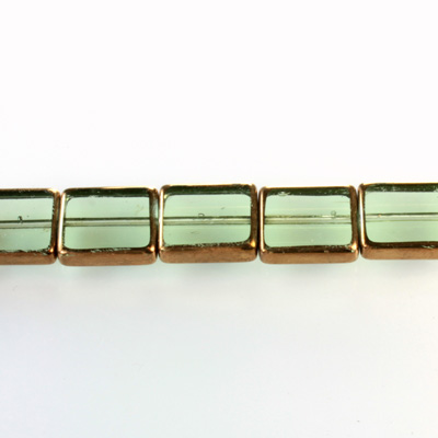 Glass Fire Polished Table Cut Window Bead - Cushion 12x10MM TOURMALINE with METALLIC COATING
