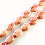 Czech Pressed Glass Bead - Flat Oval 12x9MM PATINA SALMON