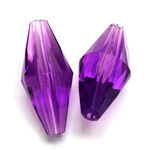 Plastic Bead -  Faceted Elongated Bicone 35x17MM AMETHYST