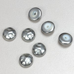 Glass Cabochon Baroque Top Pearl Dipped - Round 10MM LT GREY