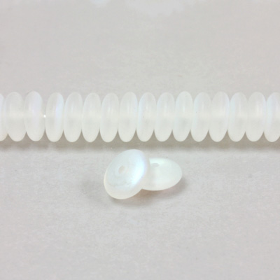 Czech Pressed Glass Bead - Smooth Rondelle 8MM MATTE CRYSTAL AB