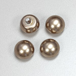 Glass High Dome Cabochon Pearl Dipped - Round 14MM LT BROWN