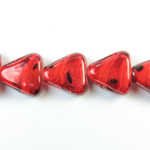 Glass Lampwork Bead - Triangle 17MM QUARTZ AGATE RED