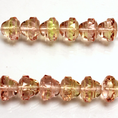 Czech Glass Fire Polish Bead - Fancy Bell 10x8MM 2-TONE ROSE/JONQUIL