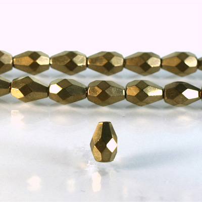 Czech Glass Fire Polish Bead - Pear 10x7MM Full Coated BRONZE