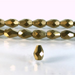 Czech Glass Fire Polish Bead - Pear 10x7MM Full Coated BRONZE