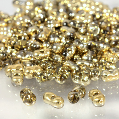 Preciosa Czech Glass Seed Bead - Farfalle 03.2x6.5MM CRYSTAL/AMBER 0005m