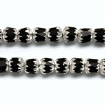 Czech Glass Fire Polish Bead - Cathedral 06MM MATTE JET with SILVER