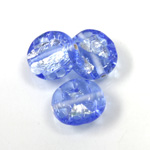 Czech Glass Lampwork Bead - Round Irregular Coin 16MM SAPPHIRE with  FOIL 92500