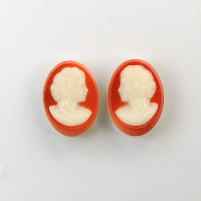 German Glass Cameo Woman Oval 18x13MM IVORY on CORNELIAN