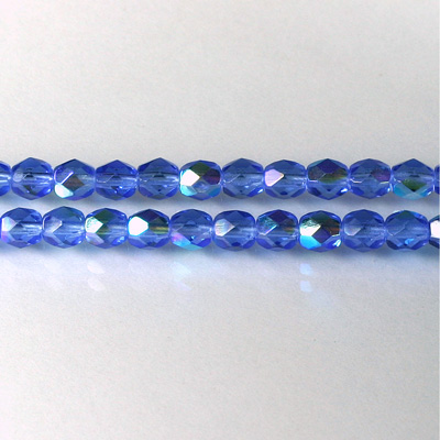 Czech Glass Fire Polish Bead - Round 05MM SAPPHIRE AB