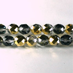 Czech Glass Fire Polish Bead - Round 08MM 1/2 Coated CRYSTAL/AURUM