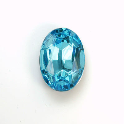Glass Point Back Foiled Tin Table Cut (TTC) Stone - Oval 25x18MM AQUA