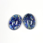 Glass Medium Dome Lampwork Cabochon - Oval 18x13MM SEA BLUE OPAL (02208)