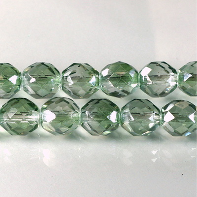 Czech Glass Fire Polish Bead - Round 10MM 1/2 Coated CRYSTAL/MINT