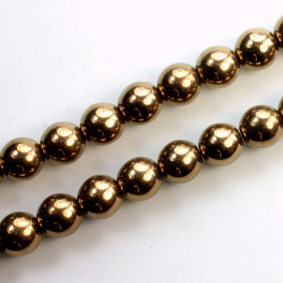 Czech Pressed Glass Bead - Smooth Round 08MM BRONZE