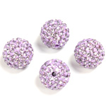 Rhinestone Bead Pave with 1.8MM Hole Metal Base Round 12MM LT PURPLE