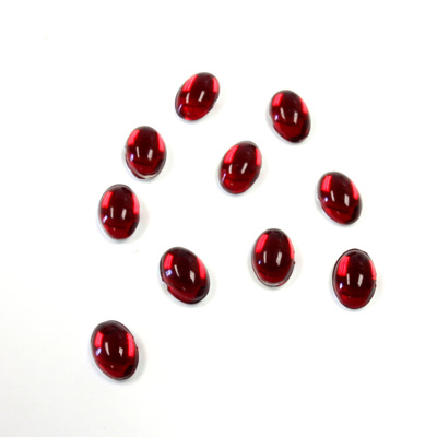Plastic Flat Back Foiled Cabochon - Oval 06x4MM RUBY