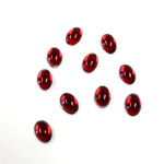 Plastic Flat Back Foiled Cabochon - Oval 06x4MM RUBY