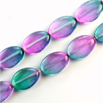 Czech Pressed Glass Bead - Flat Oval 16x11MM PURPLE-GREEN 69007