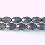 Czech Glass Fire Polish Bead - Oval 11x8MM LUMI COATED PURPLE