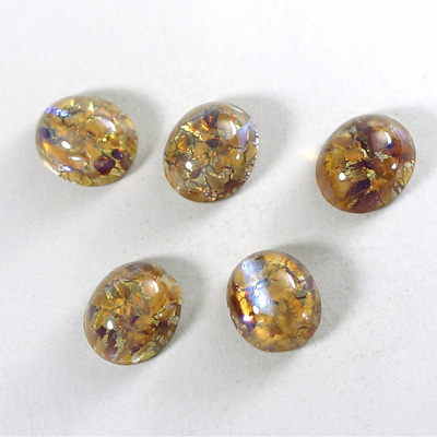 Glass Medium Dome Lampwork Cabochon - Oval 12x10MM TOPAZ OPAL (0615)