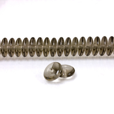 Czech Pressed Glass Bead - Smooth Rondelle 8MM BLACK DIAMOND