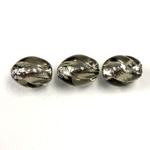 Czech Glass Lampwork Bead - Oval Twist 12x8MM BLACK DIAMOND SILVER LINE 4003