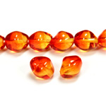 Czech Pressed Glass Bead - Baroque Oval 11x10MM ORANGE-YELLOW 64815