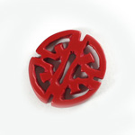 Plastic Oriental Carved Series Round Pendant 25MM CINNABAR