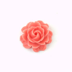 Plastic Carved No-Hole Flower - Rose Bloom 22.5MM MATTE Light Coral