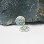 Japanese Glass Porcelain Decal Painting - Rose Round 10MM BLUE ON CHALKWHITE