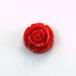 Plastic Carved No-Hole Flower - Round 15MM RED