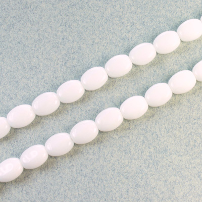 Czech Pressed Glass Bead - Flat Oval 08x6MM CHALKWHITE