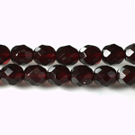 Czech Glass Fire Polish Bead - Round 08MM GARNET