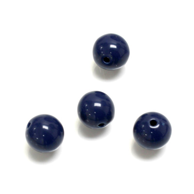 Plastic Bead - Opaque Color Smooth Round 10MM NAVY