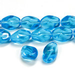 Czech Pressed Glass Bead - Baroque 13x9MM AQUA