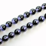 Czech Pressed Glass Bead - Smooth 2-Color Round 08MM DYED IOLITE BLACK