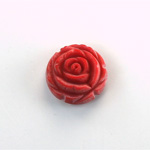 Plastic Carved No-Hole Flower - Round 15MM MATTE RED