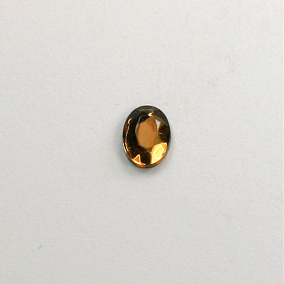 Glass Flat Back Rose Cut Faceted Foiled Stone - Oval 08x6MM SMOKE TOPAZ
